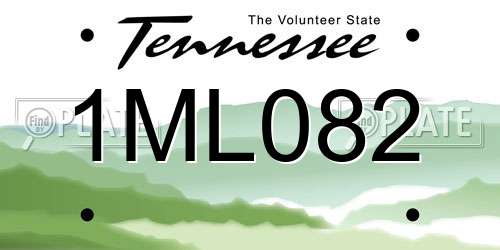 1ML082 Tennessee License Plate