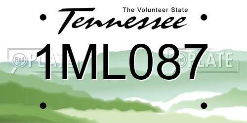 1ML087 Tennessee License Plate