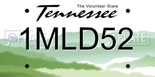 1MLD52 Tennessee License Plate