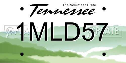 1MLD57 Tennessee License Plate