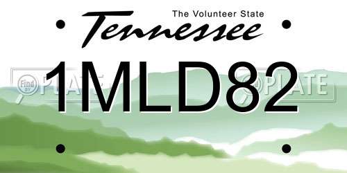 1MLD82 Tennessee License Plate