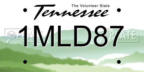 1MLD87 Tennessee License Plate