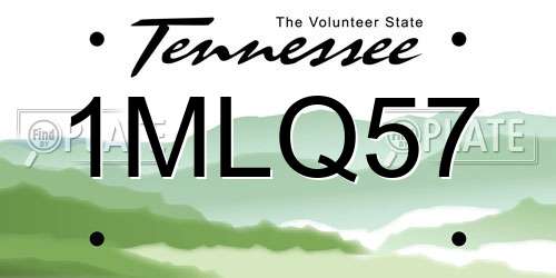 1MLQ57 Tennessee License Plate