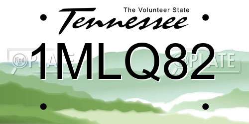 1MLQ82 Tennessee License Plate