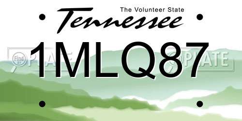 1MLQ87 Tennessee License Plate