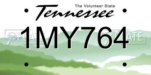 1MY764 Tennessee License Plate