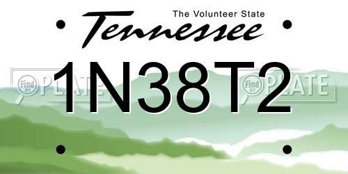 1N38T2 Tennessee License Plate