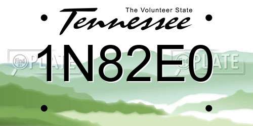 1N82E0 Tennessee License Plate