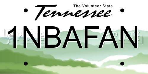 1NBAFAN Tennessee License Plate