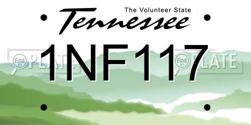 1NF117 Tennessee License Plate