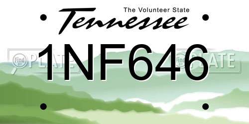 1NF646 Tennessee License Plate