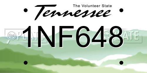 1NF648 Tennessee License Plate