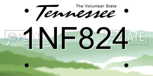 1NF824 Tennessee License Plate
