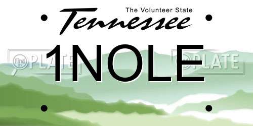1NOLE Tennessee License Plate