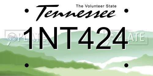 1NT424 Tennessee License Plate