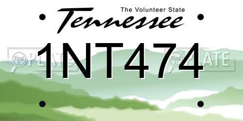 1NT474 Tennessee License Plate