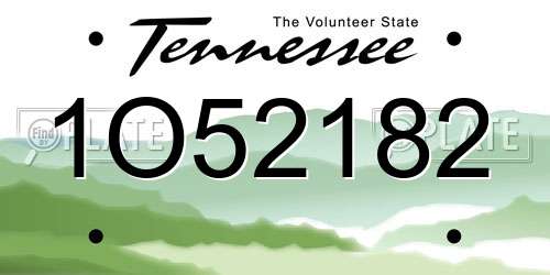 1O52182 Tennessee License Plate
