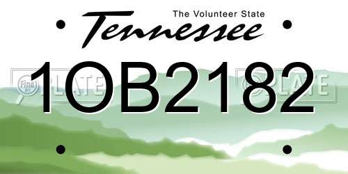 1OB2182 Tennessee License Plate