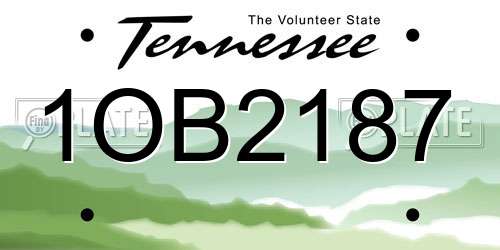 1OB2187 Tennessee License Plate