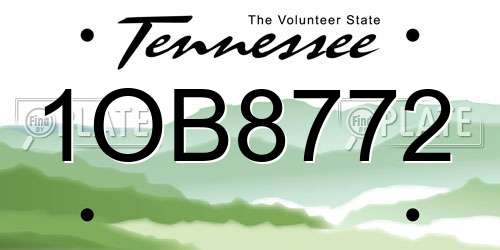 1OB8772 Tennessee License Plate