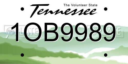 1OB9989 Tennessee License Plate