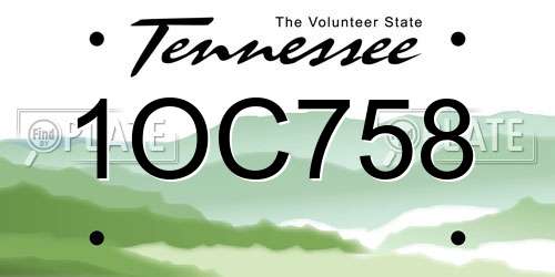 1OC758 Tennessee License Plate