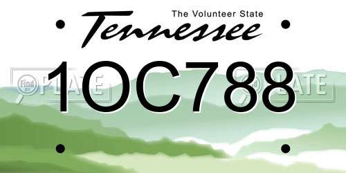 1OC788 Tennessee License Plate