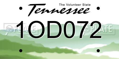 1OD072 Tennessee License Plate