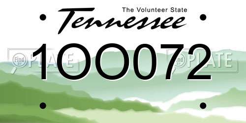 1OO072 Tennessee License Plate