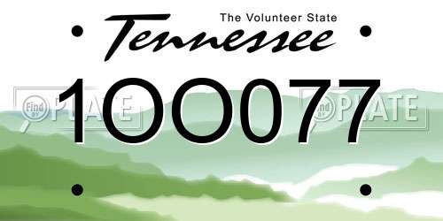 1OO077 Tennessee License Plate