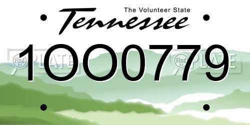1OO0779 Tennessee License Plate