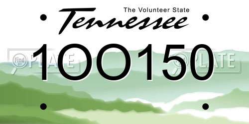 1OO150 Tennessee License Plate