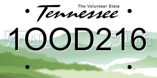 1OOD216 Tennessee License Plate