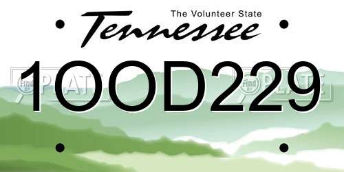 1OOD229 Tennessee License Plate