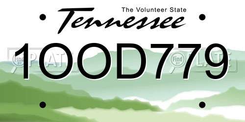 1OOD779 Tennessee License Plate