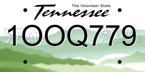 1OOQ779 Tennessee License Plate