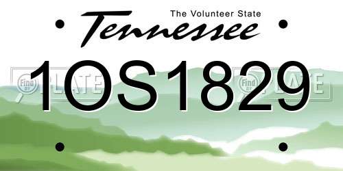 1OS1829 Tennessee License Plate