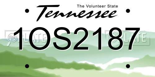 1OS2187 Tennessee License Plate