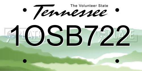 1OSB722 Tennessee License Plate