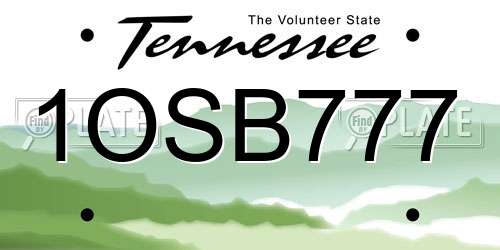1OSB777 Tennessee License Plate