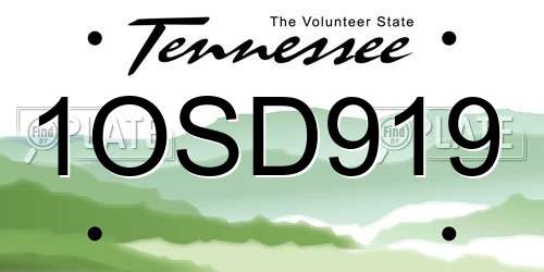 1OSD919 Tennessee License Plate