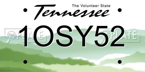 1OSY52 Tennessee License Plate