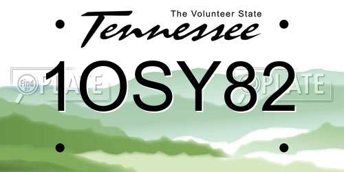 1OSY82 Tennessee License Plate