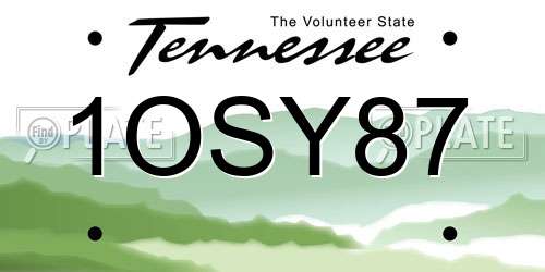 1OSY87 Tennessee License Plate