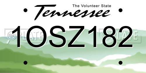 1OSZ182 Tennessee License Plate