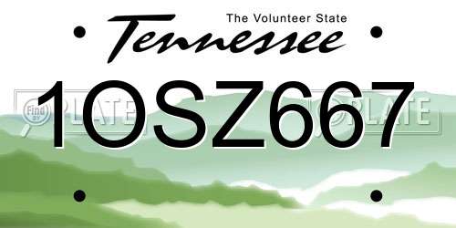1OSZ667 Tennessee License Plate