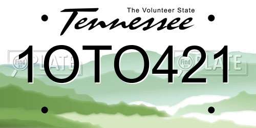 1OTO421 Tennessee License Plate