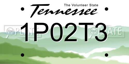 1P02T3 Tennessee License Plate