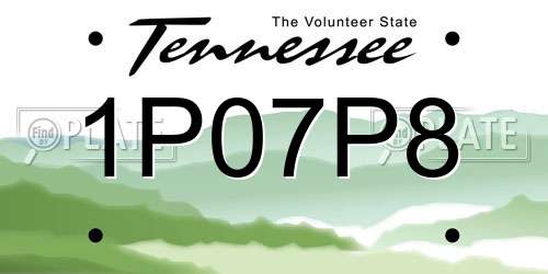 1P07P8 Tennessee License Plate