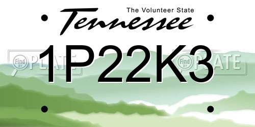 1P22K3 Tennessee License Plate